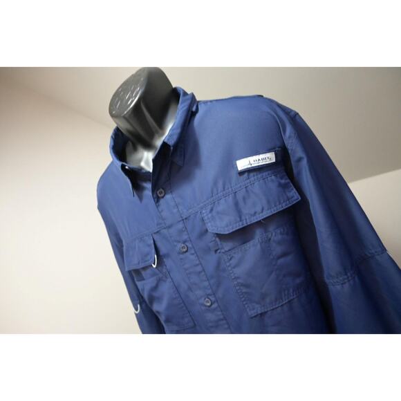 Habit Vented Fishing Shirt Blue Long Sleeve Camping Outdoors Mens Size XL - Picture 2 of 10